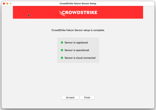 Finish installation screenshot